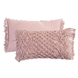 BohemianCottonClub Housse coussin macramé  D-30X50CM-30-50cm