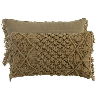 BohemianCottonClub Housse coussin macramé  E-30X50CM-30-50cm