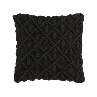 BohemianCottonClub Housse de coussin macramé  Black45x45cm-CHINA