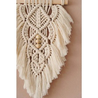 BohemianCottonClub Macramé Mural Feuille  Beige