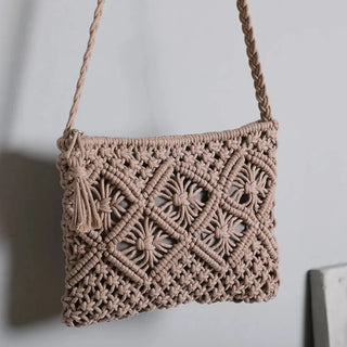 BohemianCottonClub Macramé sac  Gris-26x20cm