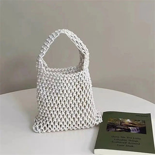 BohemianCottonClub Petit sac macramé  Blanc-20x19cm