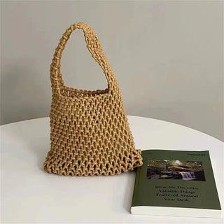 BohemianCottonClub Petit sac macramé  Brun-clair-20x19cm