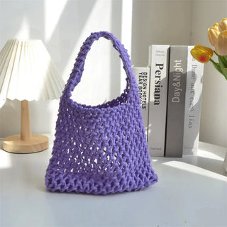 BohemianCottonClub Petit sac macramé  Mauve-20x19cm