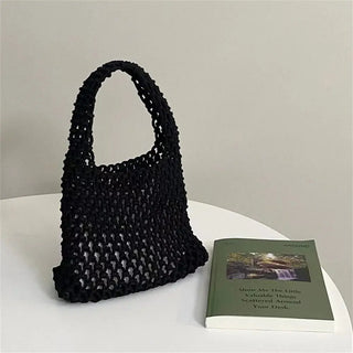 BohemianCottonClub Petit sac macramé  Noir-20x19cm