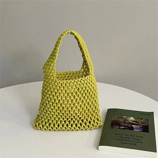 BohemianCottonClub Petit sac macramé  Vert-clair-20x19cm