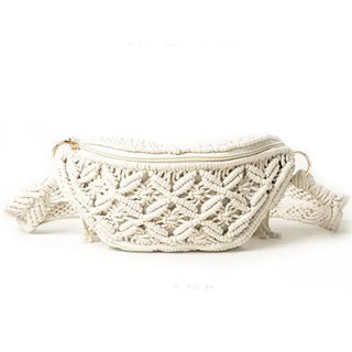 BohemianCottonClub Sac banane macramé  Blanc-31x16x9cm